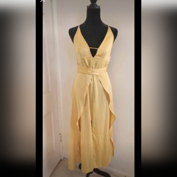 Amy Lynn / Backless Satin Dress / Size Small / Yellow - Picture 1 of 5